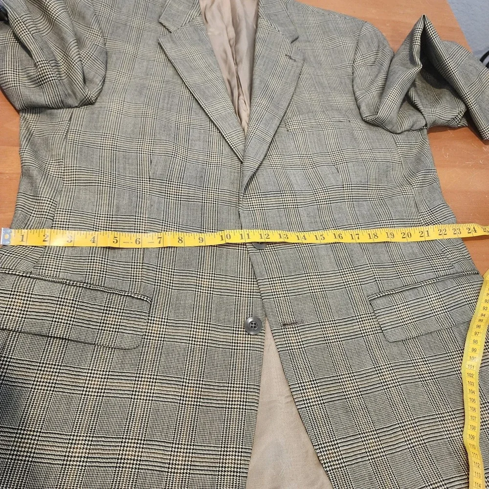 Chaps Ralph Lauren‎ Glen Plaid Blazer Sport Coat Mens 44T Brown Wool Old Career